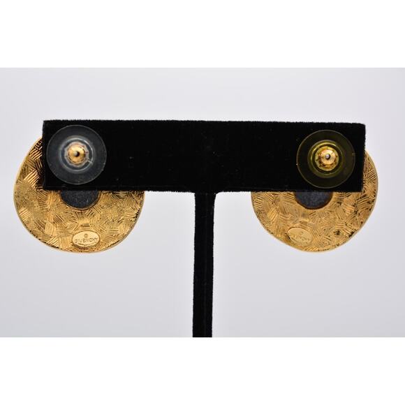 Givenchy Vintage Earrings Lucite Clear Crystal Gold Chunky Signed 1980s BinAO - Picture 10 of 12
